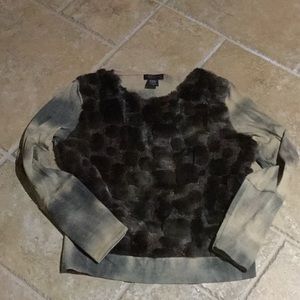 Custo Barcelona Pullover Sweater with Fur Patches.